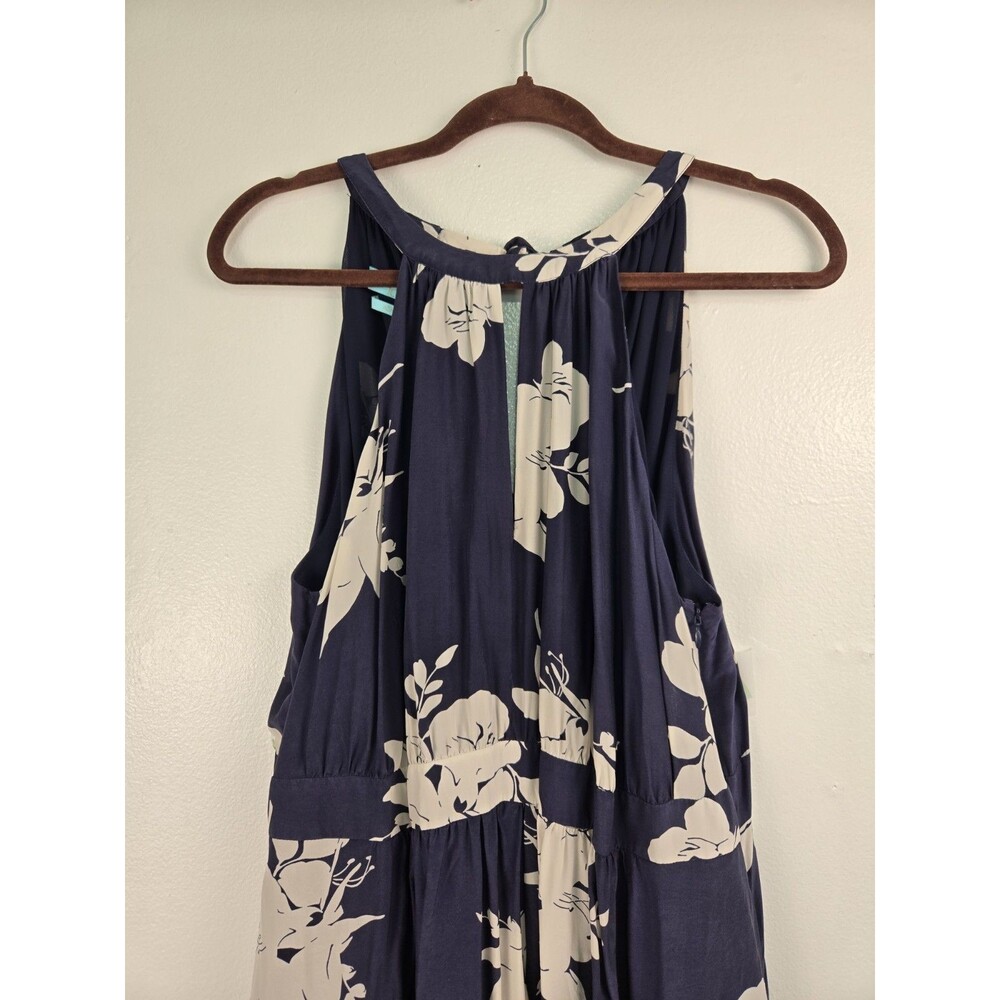 Boden Icons Agnes Dress Navy Floral Halter Midi Keyhole Size US 12 UK 16 Silk - Picture 4 of 13